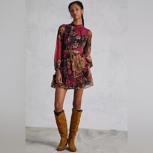 Anthropologie Porridge Size XL Puff-Sleeved Floral Mini Dress